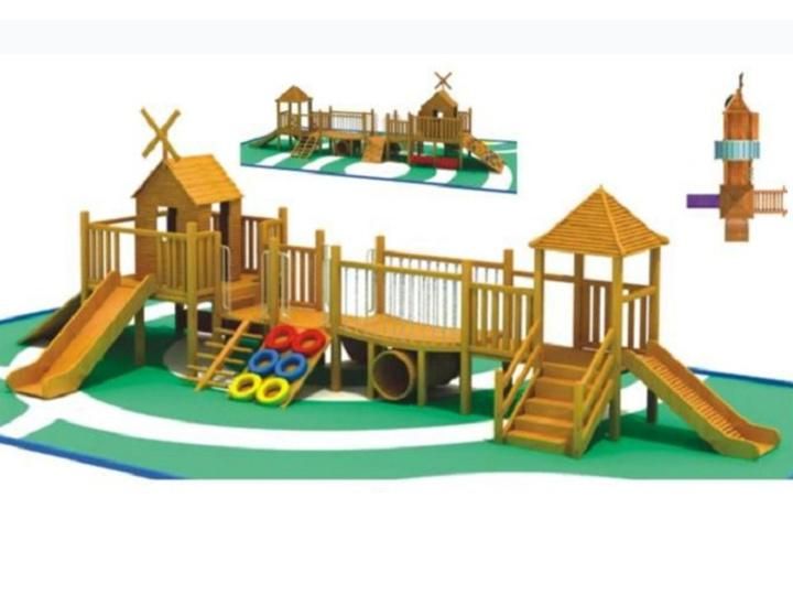 Children Backyard Outdoor Wooden Playground Equipment for Kids Amusement Park