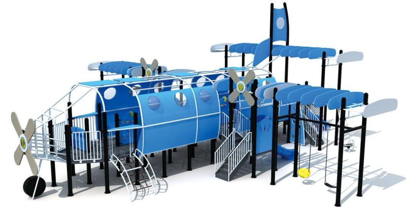 Kids Outdoor Playground Equipment Aircraft Pyramid Ship Shape Slides PE Board with Ce Approved