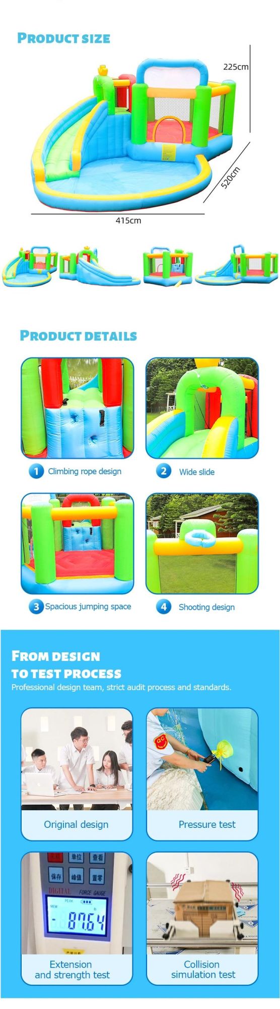 Outdoor Sports Inflatable Bouncer for Children with Pool Slide