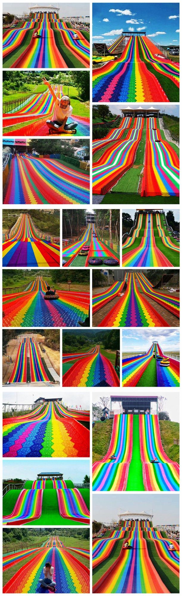 Outdoor Amusement Park Kids Grass Rainbow Slide Playground Sports Equipment
