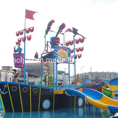 Amusement Theme Aqua Park Fiberglass Pirate Ship with Water Slide