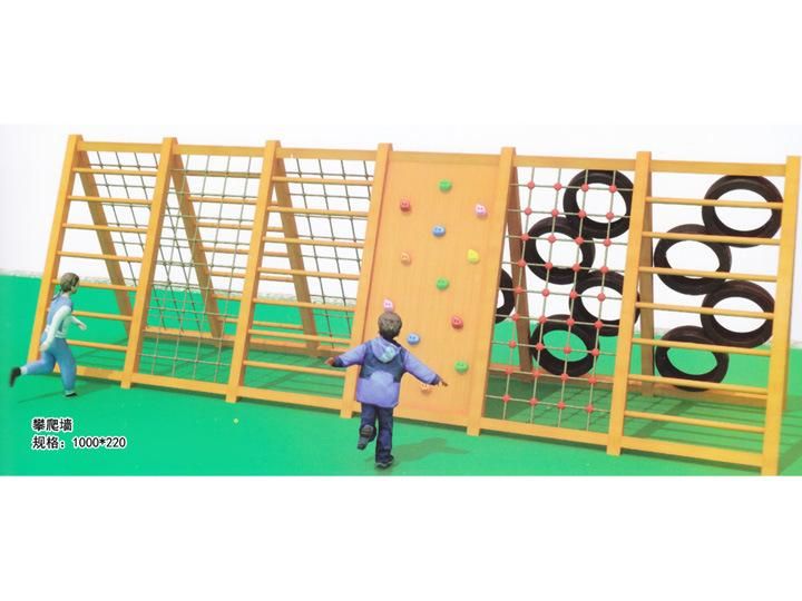 Children Adventure Funny Wooden Climbing Wall Frames for Gardens Outside
