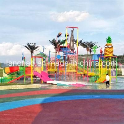 Outdoor Playground Water Park Games Middle-Sized Water Playhouse with Slide