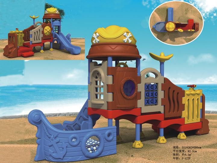 Pirate Ship Design Outdoor Plastic Playground Equipment for Children