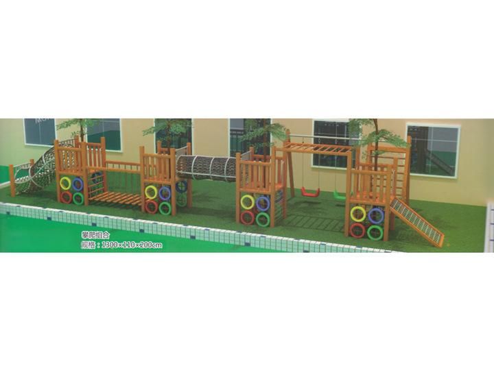 Garden Fitness Kindergarten Wooden Climbing Frame Swing Bridge Drilling Hole Crawling Children Large Physical Training Outdoor Combination Toy
