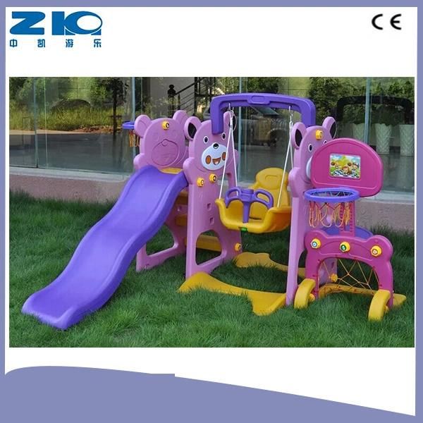 Children Indoor Playground Plastic Swing with Two Slide for Sale