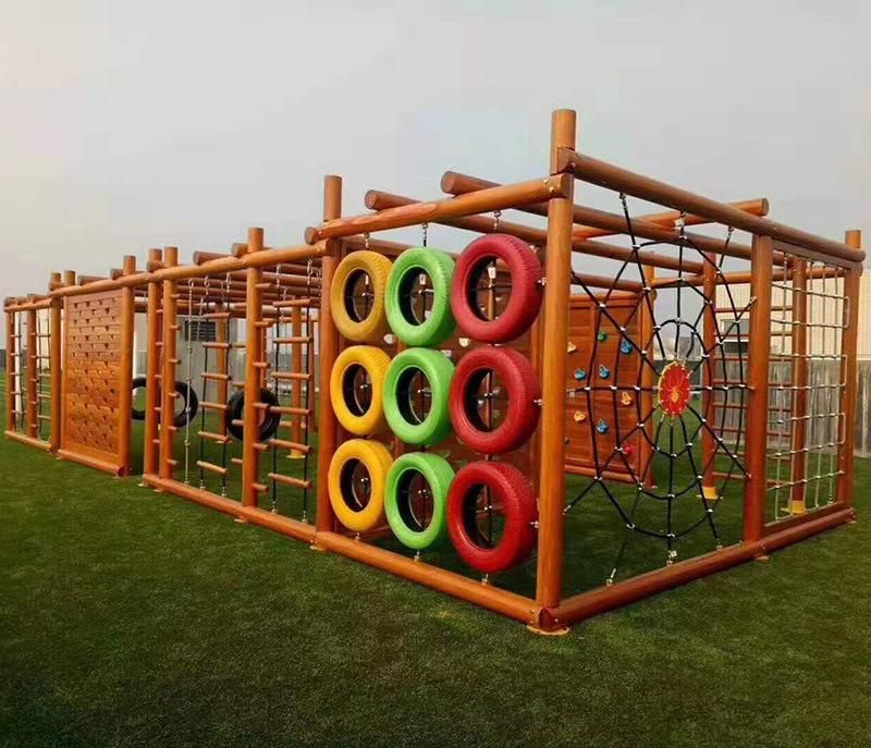 Fun Kids Outdoor Wood Material Playground Equipment Plastic Slide