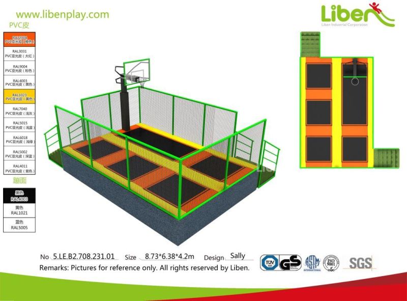Indoor Trampoline Park with Baketball Hoops Builder