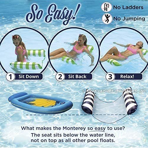Pool Hammock & Float 50% Thicker Patented Non-Stick Pool Floats PVC Pool Chair for Adults