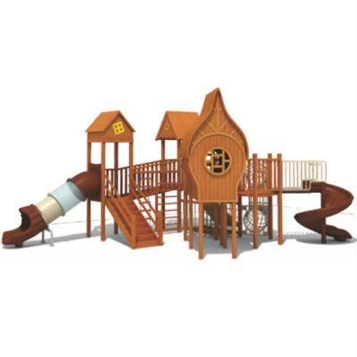 Park Kids Wooden House Slide Climbing Equipment Outdoor Playground QS81