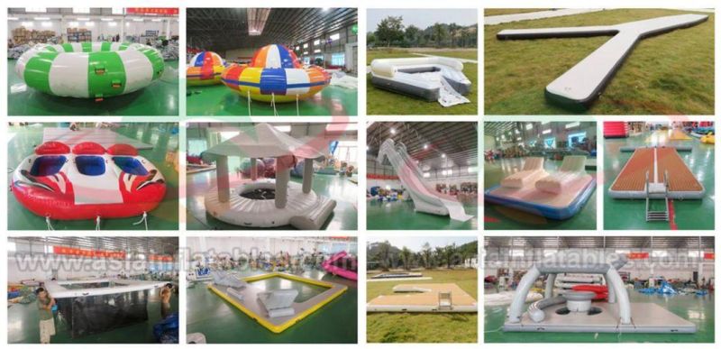Floating Sun Deck Lounge Inflatable Island Party Dock Swim Platform with Bana Tents