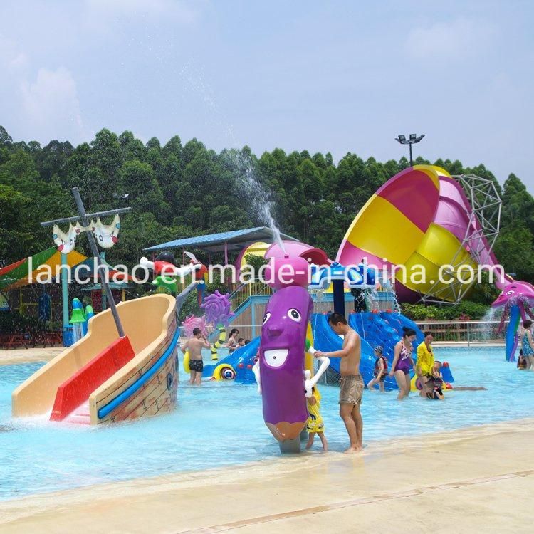 Amusement Park Playground with Fiberglass Spiral Straight Water Slide