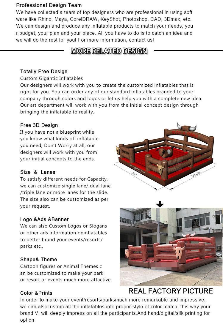 Factory Customized Amusement Park Bouncy Mad Cow, Rental Park Games Inflatable Ride Mechanical Bull Rodeo Riding Bulls