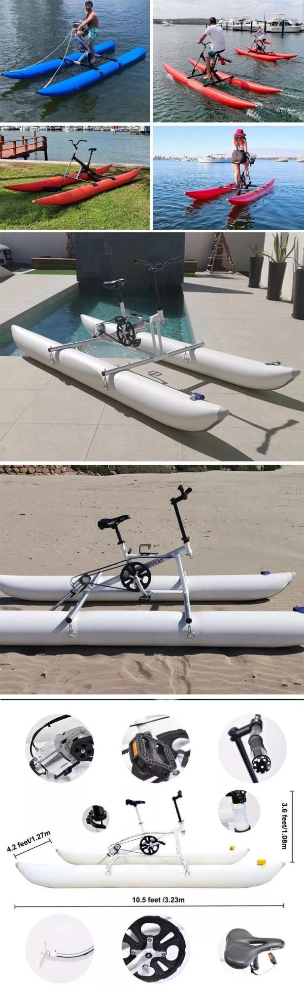 Wholesale PVC Inflatable Banana Pontoons Boat Tubes Floating Water Bike