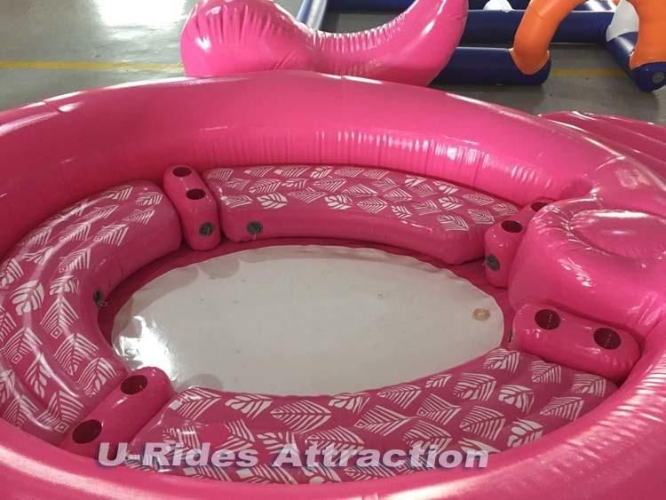 PVC Tarpaulin Commercial water game 6 person raft inflatable flamingo For float lounge leisure Fun