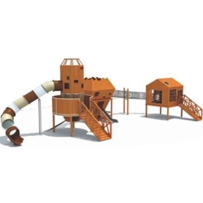 Park Kids Wooden House Slide Climbing Equipment Outdoor Playground QS74