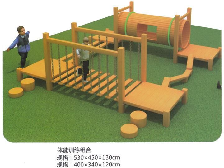 Customized Wooden Series Outdoor Adventure Fitness Playground Equipment for Kindergarten and Preschool