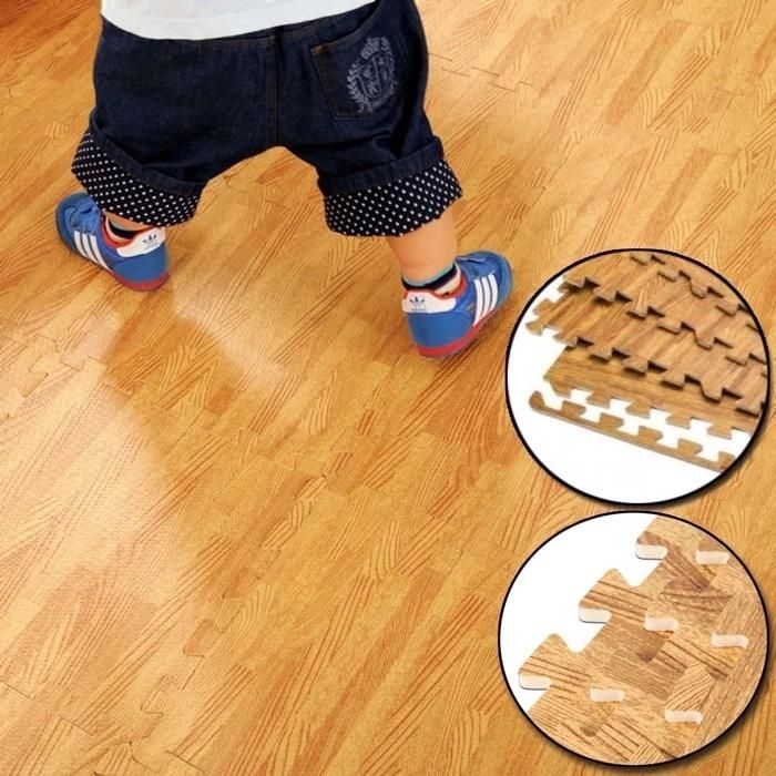 12mm Thickness EVA Foam Floor Wood Effect Interlocking Gym Play Home Workout Soft Tiles