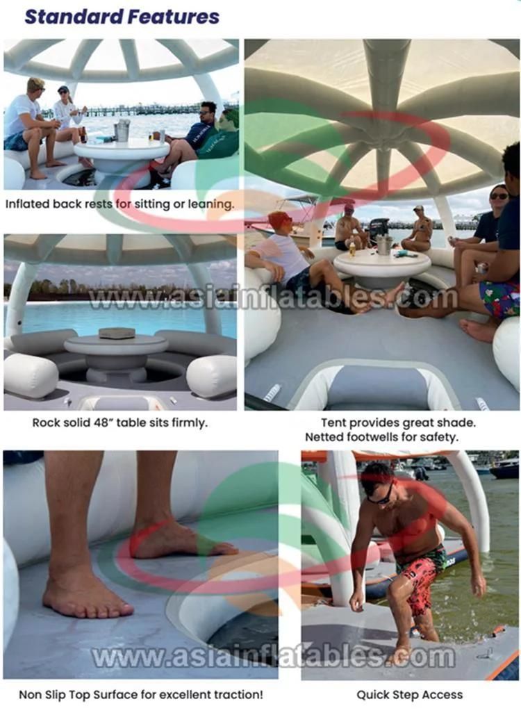 Drop Stitch Inflatable Floating Water Platform with Canopy
