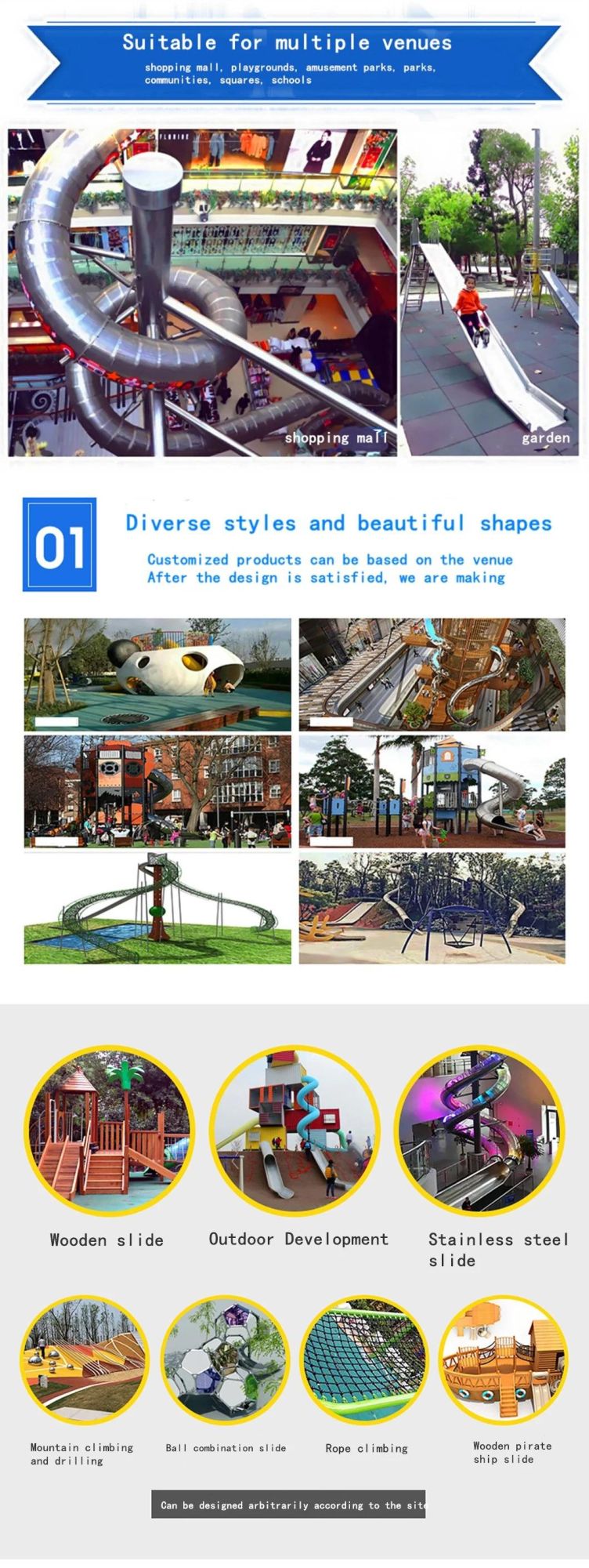 Customized Community Children′ S Outdoor Playground Equipment Large Slide Climbing Frame