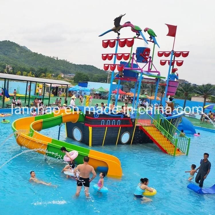 Kids Water Park Splash Playground with Fiberglass Slide for Family