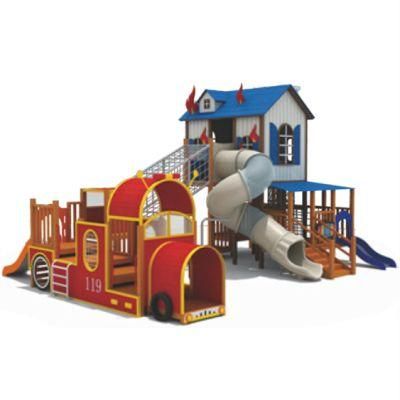 Outdoor Playground Equipment School Park Kids Wooden House Slide QS54
