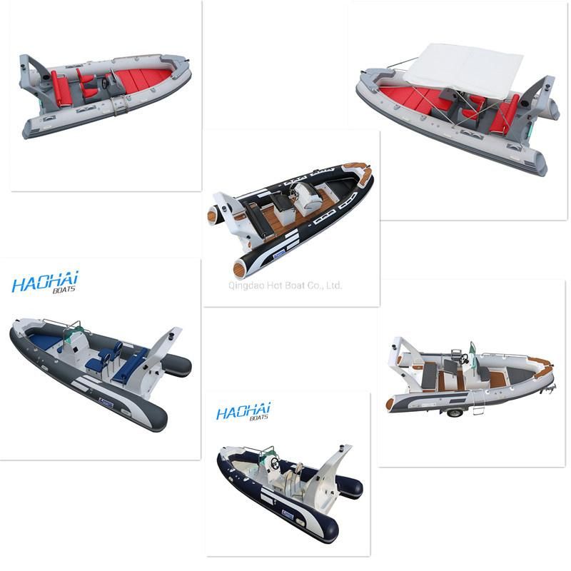 New Boat Style 17feet 5.2m Fiberglass Deep V Hull Hypalon PVC Inflatable Fishing Boat Luxury Rib Boat Outboard Motor Sports Boat Hypalon Boat Fishing Boat