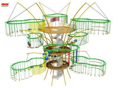Mich Giant Unique 3 Levels Rope Course Playground for Kids Adults