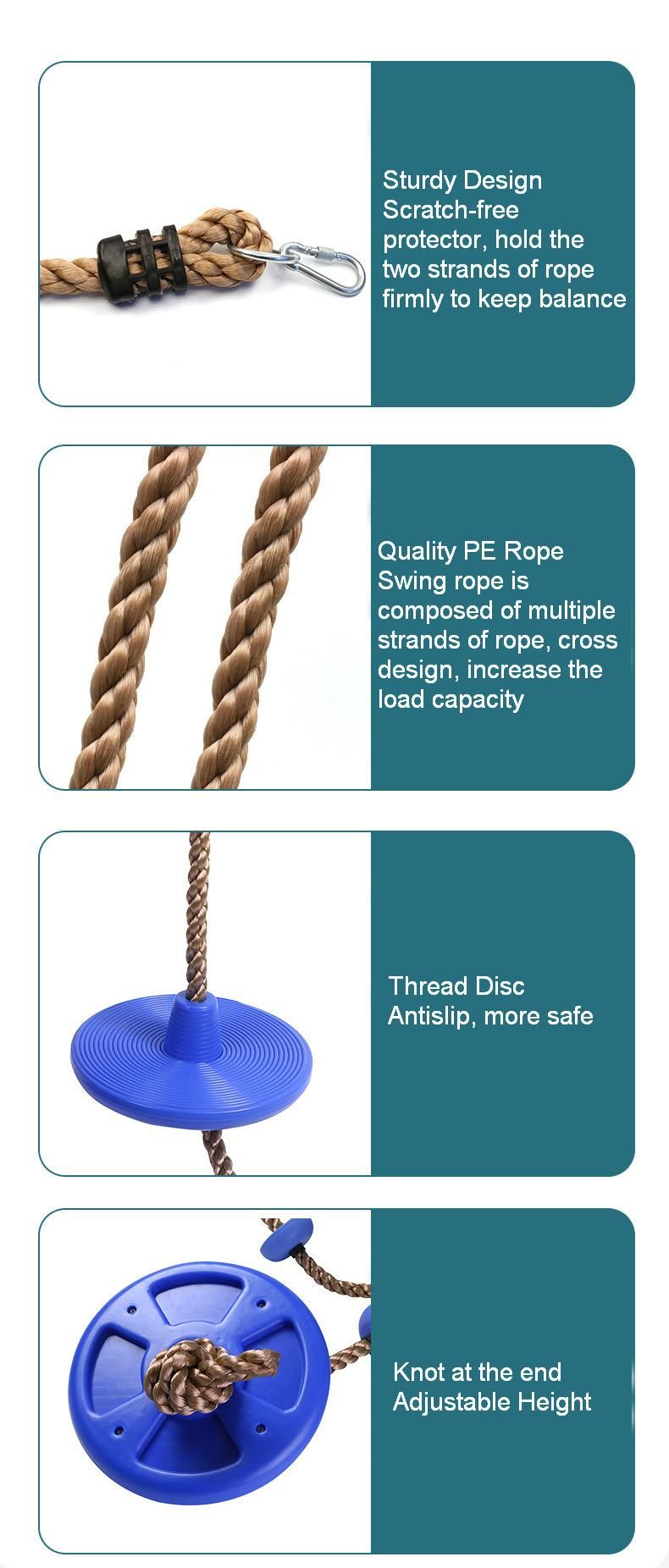 Outdoor Playground Children Hanging Tree Climbing Disc Rope Swing