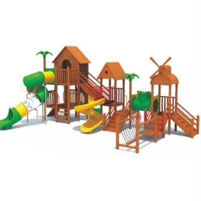 Park Kids Wooden House Slide Climbing Equipment Outdoor Playground QS79
