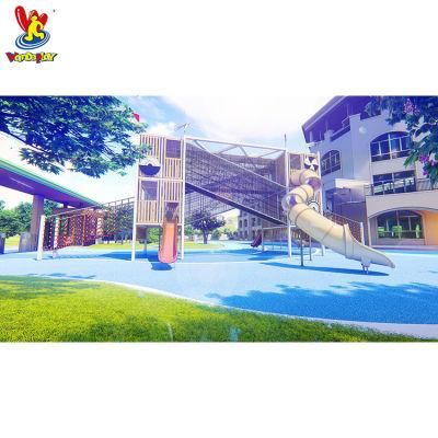 Amusement Park Kids Wooden Playsets Outdoor Polyhedron Tower Giant Children Playground Modular Slide Equipment for School