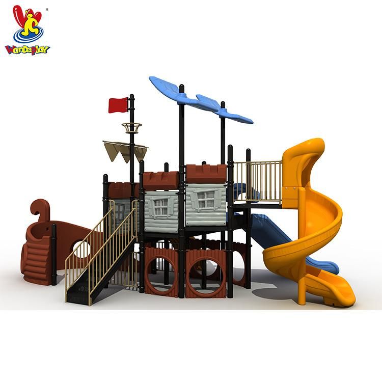 Large Amusement Park Water Park Games Children Plastic Slide Pirate Ship Play Ground Outdoor Playsets Corsairs Boat Playground Equipment for Kids