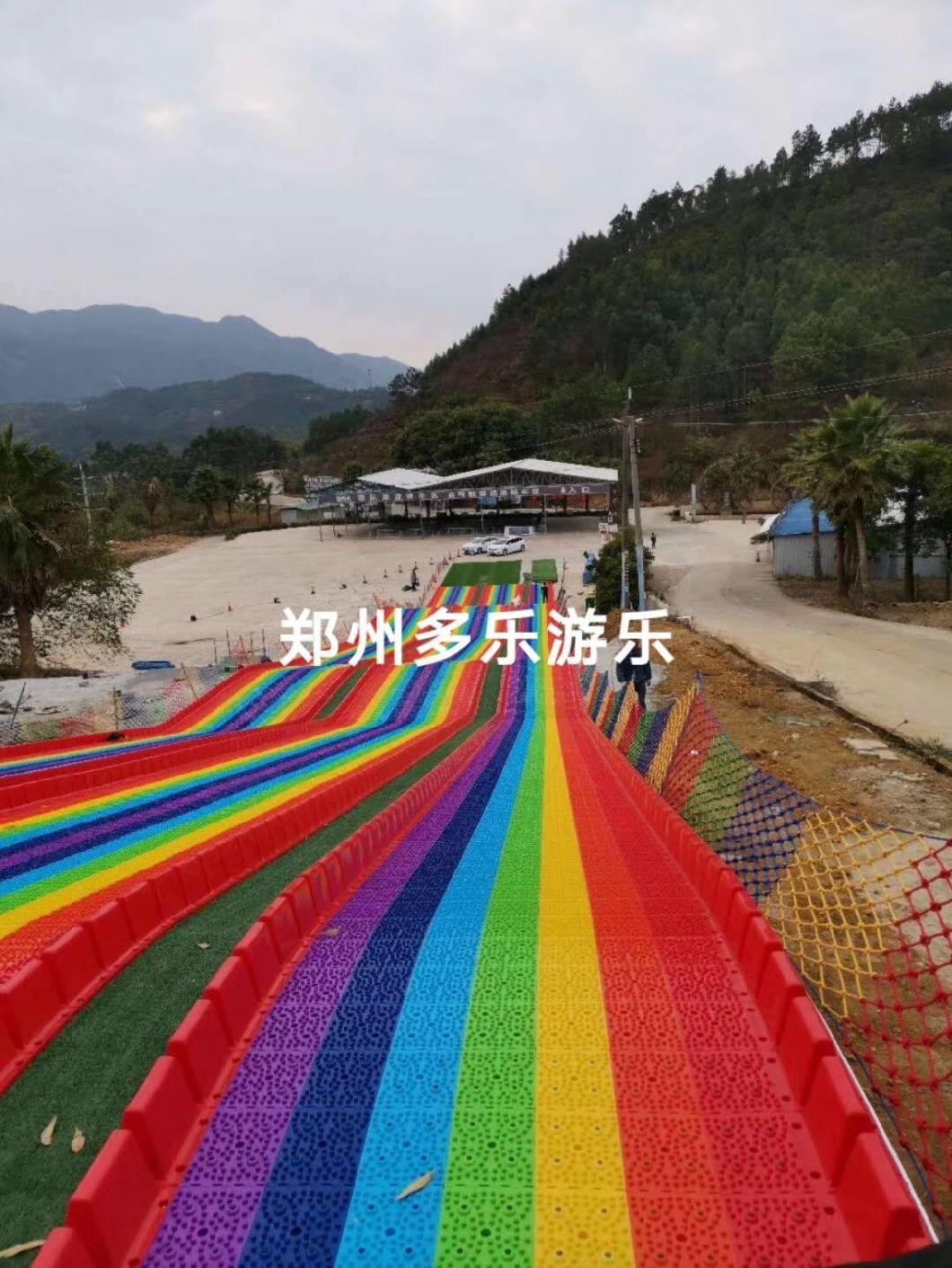 China Supply Outdoor Playground Plastic Dry Ski Rainbow Snow Slip Slide Fun Park Equipment for Amusement Park