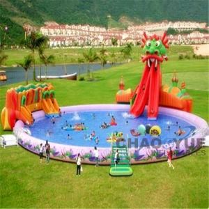 30m Giant Inflatable Water Park with Pool Slide for Land