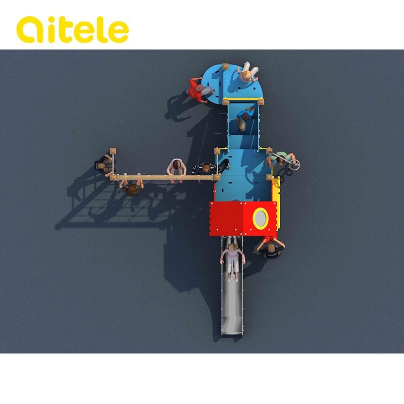 Childern Playground Bule&Red House Climber&Slide (PE-04901)