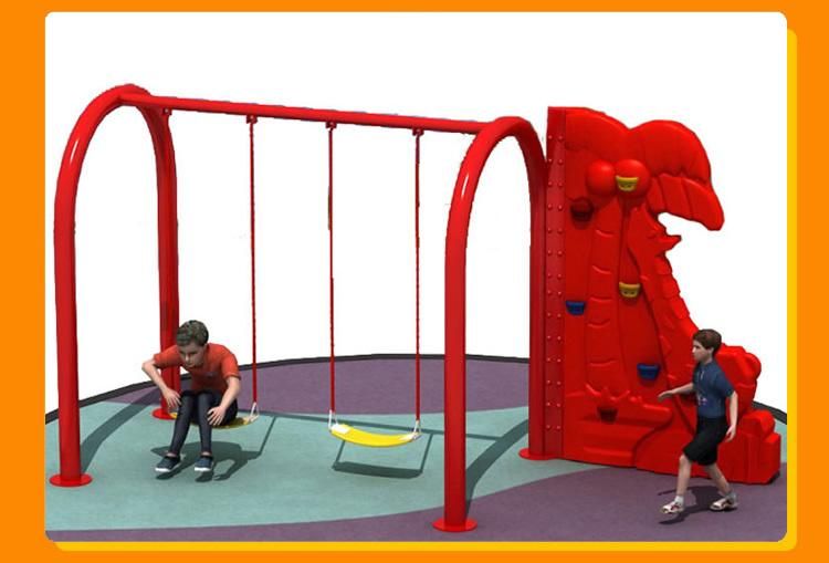 Brands Outdoor Plastic Jungle Gym Rock Climbing Wall with Swing Set