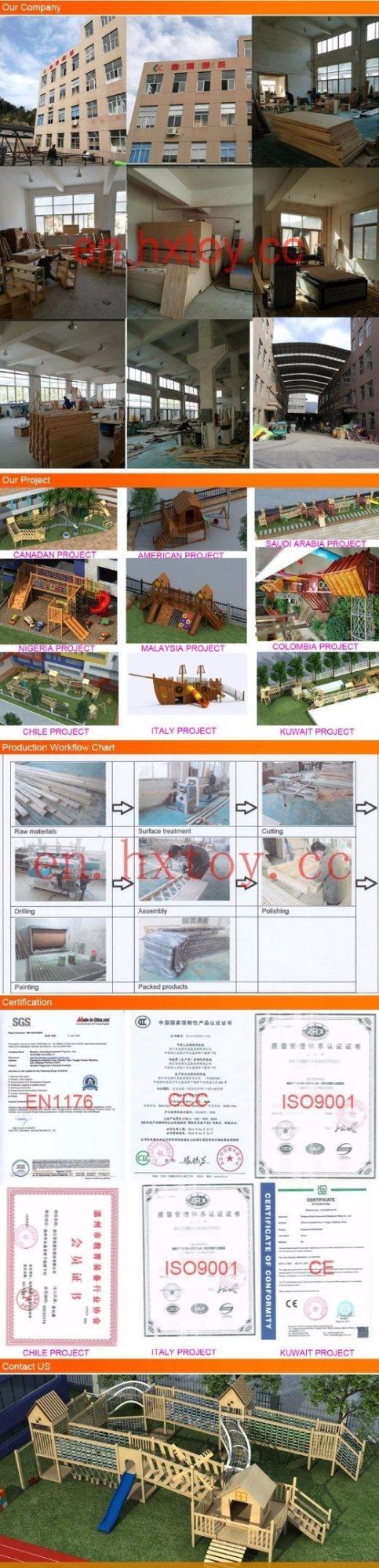 Outdoor Wooden Playground Equipment for Backyard and Amusement Park