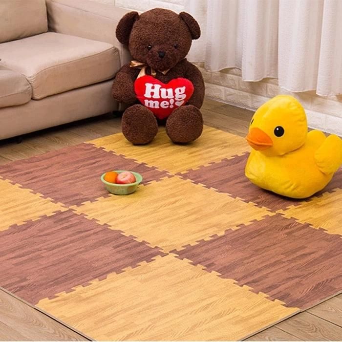 12mm Thickness EVA Foam Floor Wood Effect Interlocking Gym Play Home Workout Soft Tiles