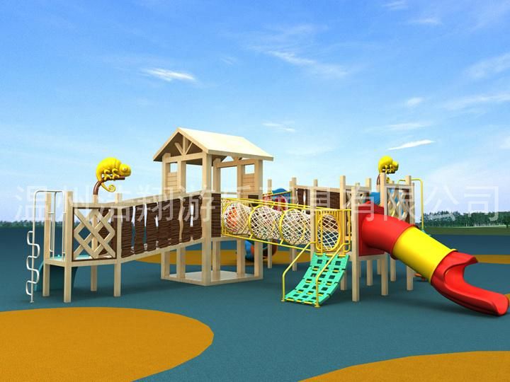 Preschool Outdoor Wooden Playground Equipment for Kids Amusement Park