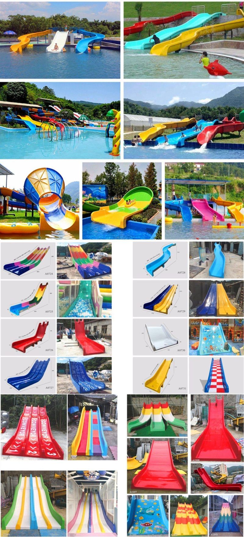 Customized Outdoor Water Park FRP Slide Adult Kids Sports Equipment