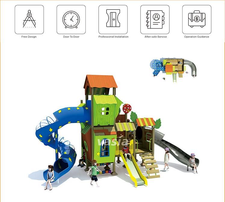 New Model Outdoor Playground Preschool Children Wood Plastic Play Playground Set