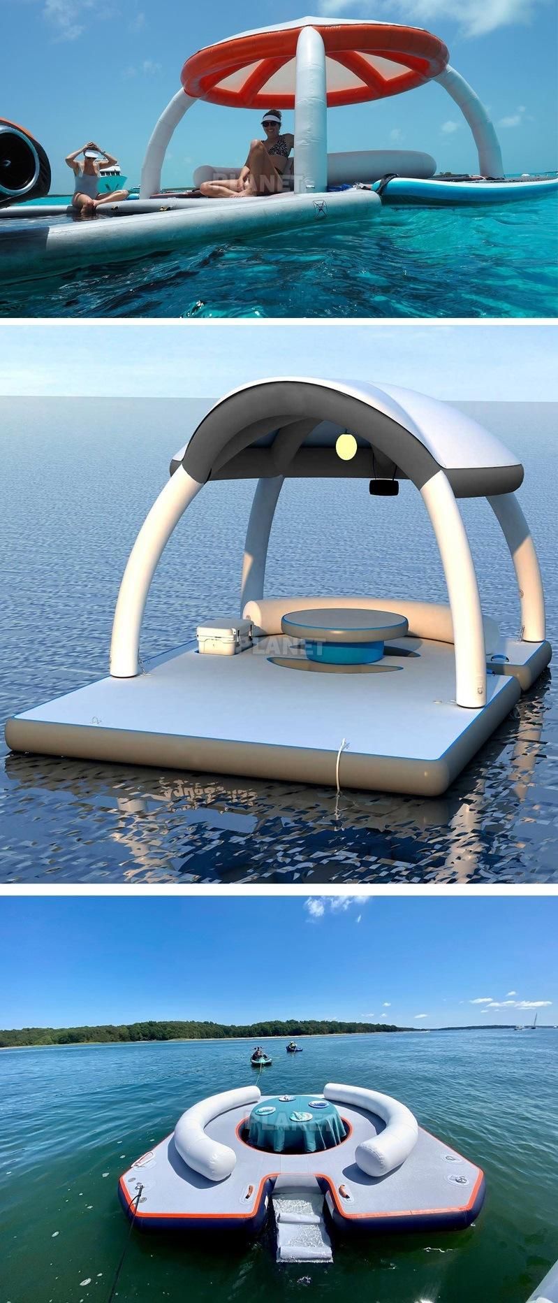 Drop Stitch Inflatable Floating Water Platform Tent, Inflatable Water Floating Raft Island