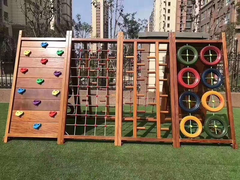 Fun Kids Outdoor Wood Material Playground Equipment Plastic Slide
