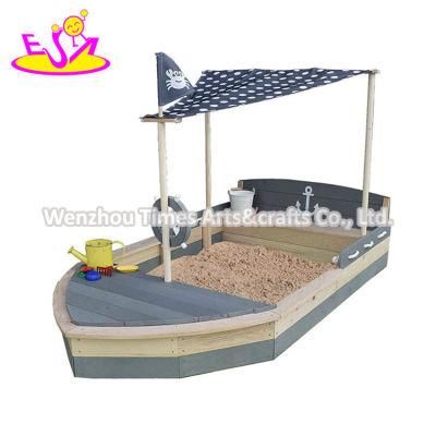 Garden Sandbox Kids Wooden Boat Sandpit with Cover W01d164