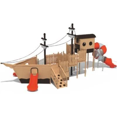 Kids Community Park Outdoor Playground Equipment Wooden House Slide QS23