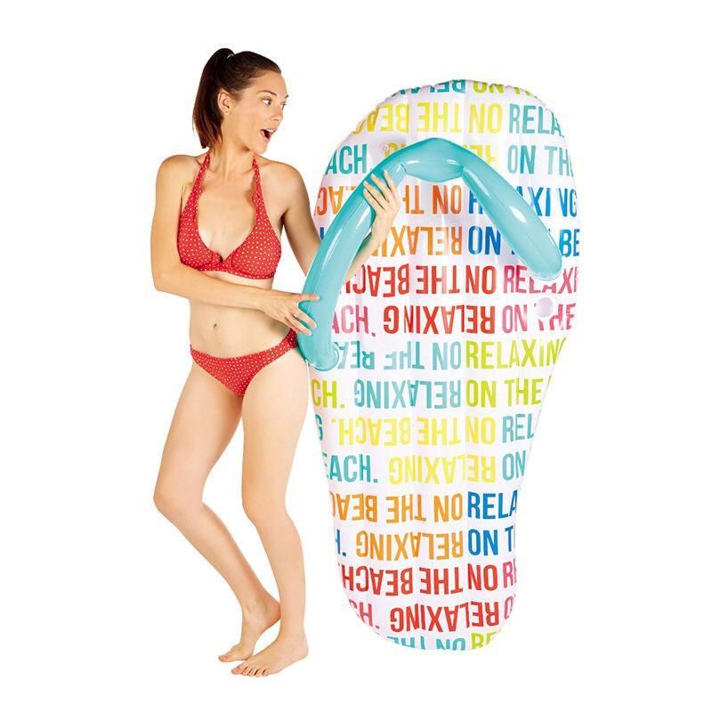 PVC Lounger Floating Raft Toy Inflatable Slipper Swimming Pool Float with Drink Holder