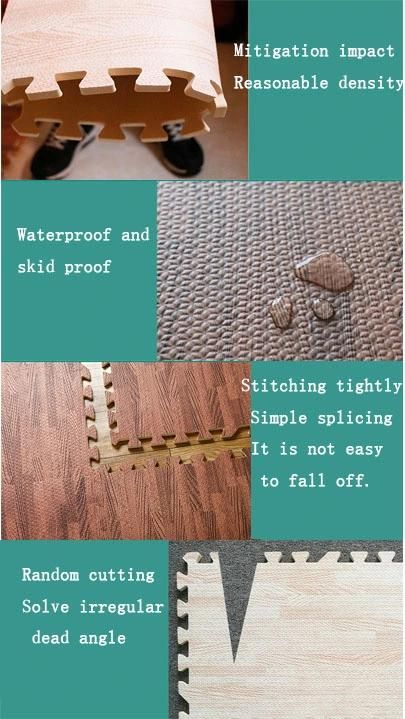 Wood Grain Floor Mat Playmat Non Toxic Interlocking EVA Foam Print Mat