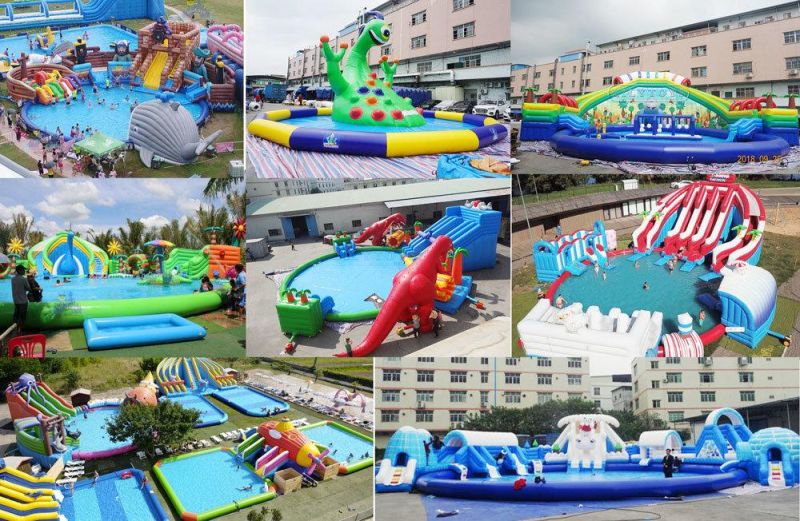 Inflatable Moving Pool Water Park with Slide for Land Playground Equipment