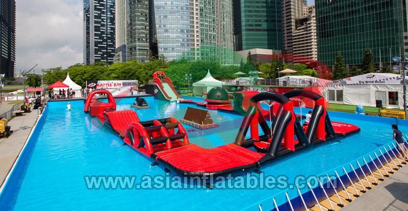 Customized Swimming Pool Giant Inflatable Water Park Floating Aqua Park