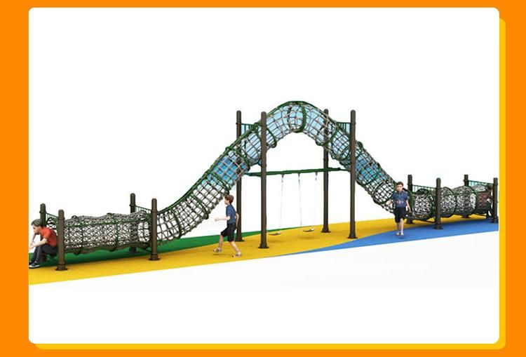 Newest Outdoor Jungle Gym Fitness Tunnel Bridge with Swing Sets Climbing Rope